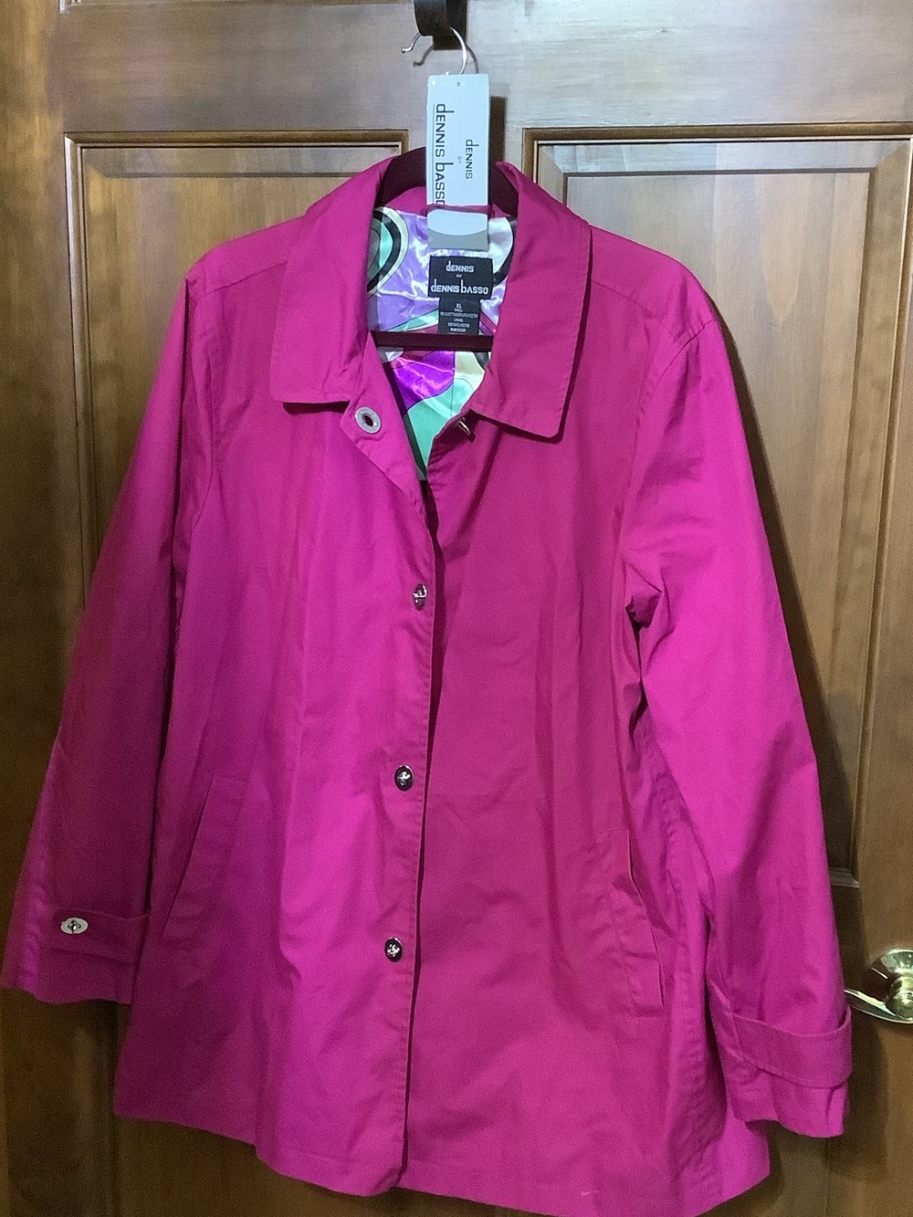 Dennis Basso Hot Pink Trench Coat